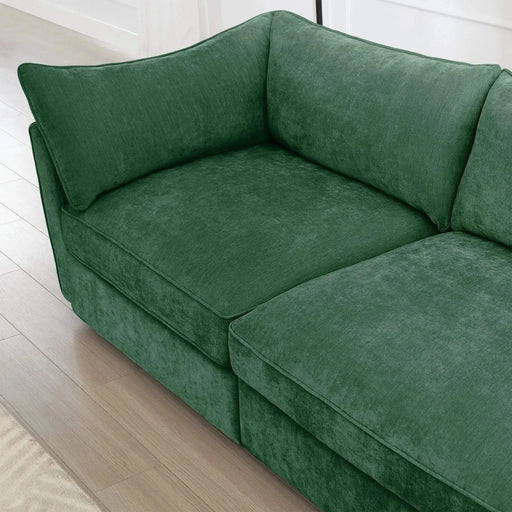 L-Shaped 3 Seater Sectional Sofa Couch,3-seat Sofa with 1 Movable Ottoman, t, Comfortable, Wide and Deep Seat, Chenille Green -DTYStore
