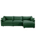 L-Shaped 3 Seater Sectional Sofa Couch,3-seat Sofa with 1 Movable Ottoman, t, Comfortable, Wide and Deep Seat, Chenille Green -DTYStore