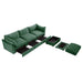 L-Shaped 3 Seater Sectional Sofa Couch,3-seat Sofa with 1 Movable Ottoman, t, Comfortable, Wide and Deep Seat, Chenille Green -DTYStore