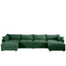 L-Shaped 4 Seater Sectional Sofa Couch,4-seat Sofa with 1 Movable Ottoman, Crescent-shaped Armrests And Wraparound Back & Armrest Cushions, ,Chenille Green Default -DTYStore