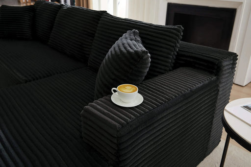 L-Shaped Cloud Sectional Sofa with Deep Seat,No Assembly Required,Modular Couches Sleeper for Living Room,Bedroom,Apartment,Black Default -DTYStore