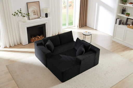 L-Shaped Cloud Sectional Sofa with Deep Seat,No Assembly Required,Modular Couches Sleeper for Living Room,Bedroom,Apartment,Black Default -DTYStore