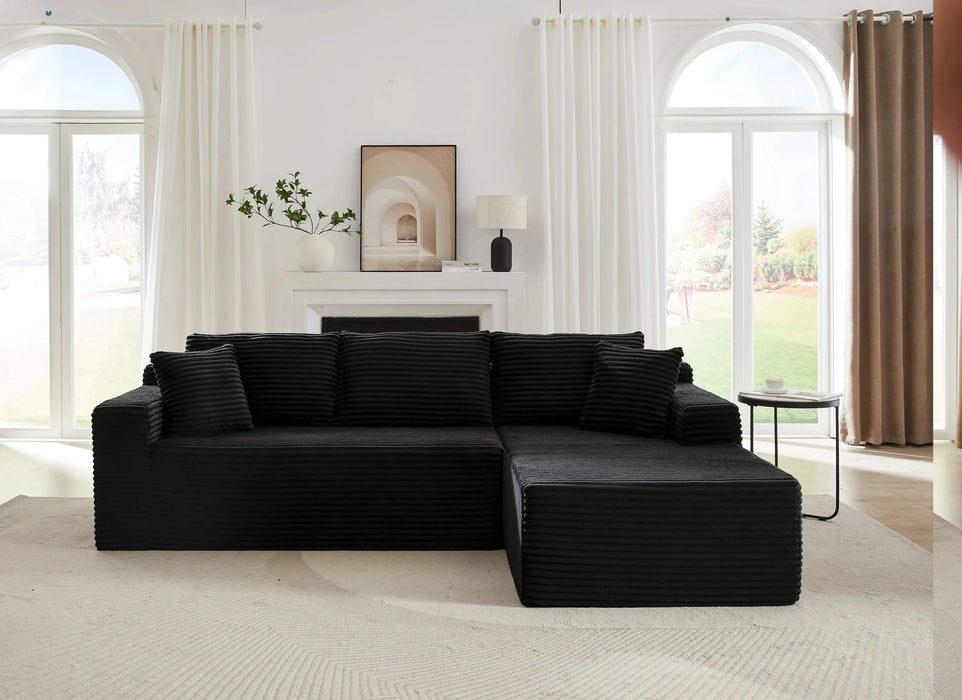 L-Shaped Cloud Sectional Sofa with Deep Seat,No Assembly Required,Modular Couches Sleeper for Living Room,Bedroom,Apartment,Black Default -DTYStore