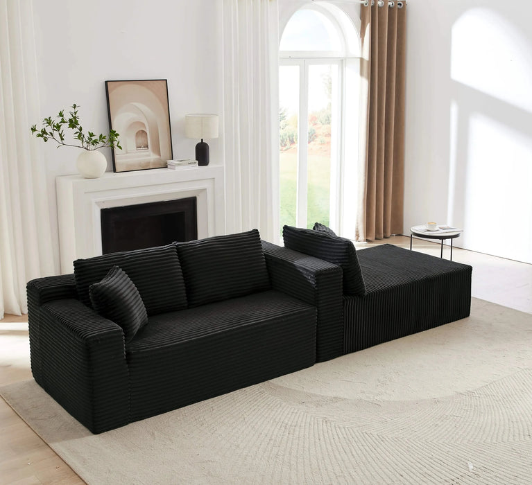 L-Shaped Cloud Sectional Sofa with Deep Seat,No Assembly Required,Modular Couches Sleeper for Living Room,Bedroom,Apartment,Black Default -DTYStore