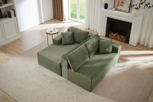 L-Shaped Cloud Sectional Sofa with Deep Seat,No Assembly Required,Modular Couches Sleeper for Living Room,Bedroom,Apartment,Green Default -DTYStore