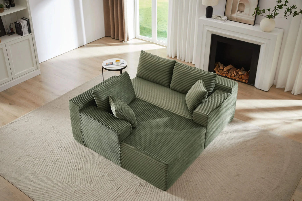 L-Shaped Cloud Sectional Sofa with Deep Seat,No Assembly Required,Modular Couches Sleeper for Living Room,Bedroom,Apartment,Green Default -DTYStore