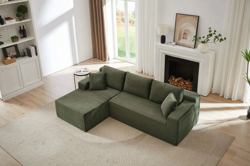 L-Shaped Cloud Sectional Sofa with Deep Seat,No Assembly Required,Modular Couches Sleeper for Living Room,Bedroom,Apartment,Green Default -DTYStore