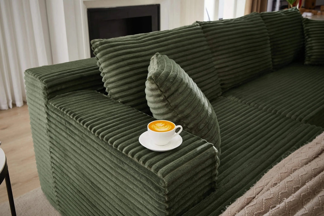 L-Shaped Cloud Sectional Sofa with Deep Seat,No Assembly Required,Modular Couches Sleeper for Living Room,Bedroom,Apartment,Green Default -DTYStore