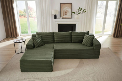 L-Shaped Cloud Sectional Sofa with Deep Seat,No Assembly Required,Modular Couches Sleeper for Living Room,Bedroom,Apartment,Green Default -DTYStore