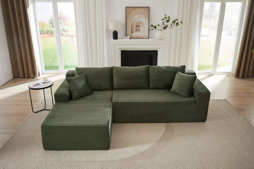 L-Shaped Cloud Sectional Sofa with Deep Seat,No Assembly Required,Modular Couches Sleeper for Living Room,Bedroom,Apartment,Green Default -DTYStore