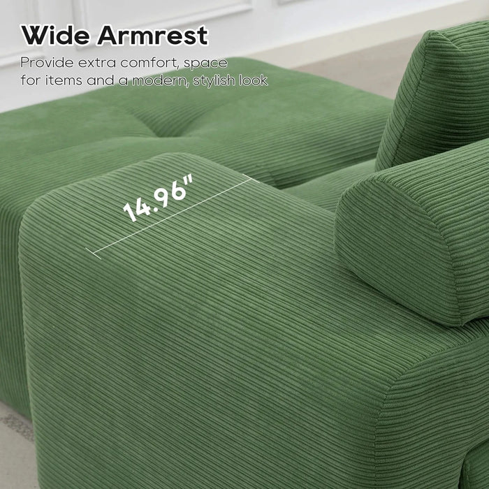 L-Shaped Sectional Couches for Living Room with Memory Foam & Steel Frame - No Assembly Convertible Sofa Bed, Corduroy Fabric Compression Sofa, Modular Couch for Apartments,Bedrooms,Home Theate,Green Default -DTYStore