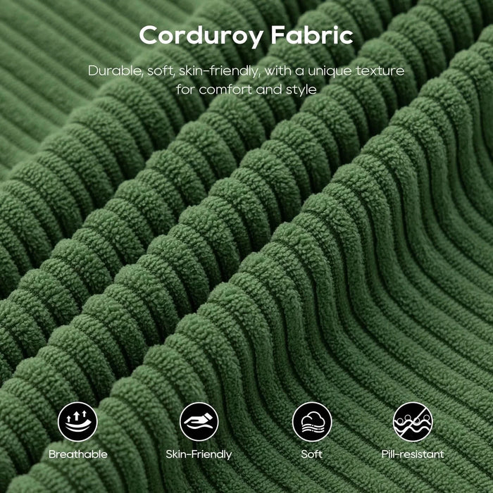 L-Shaped Sectional Couches for Living Room with Memory Foam & Steel Frame - No Assembly Convertible Sofa Bed, Corduroy Fabric Compression Sofa, Modular Couch for Apartments,Bedrooms,Home Theate,Green Default -DTYStore