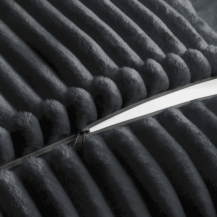 L-Shaped Slipcovered Sectional Sofa Couch, Comfy Deep Seat Cloud Couch with Convertible Ottoman & 2 Big Pillows, Modern Oversized 3 Seater Slipcovered Sofa Set for Living Room Office,Gray Corduroy Default -DTYStore