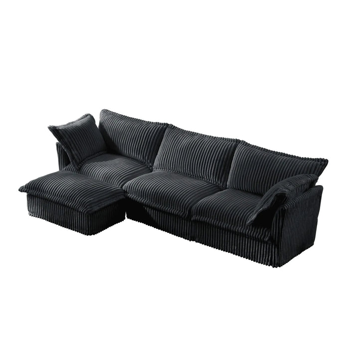 L-Shaped Slipcovered Sectional Sofa Couch, Comfy Deep Seat Cloud Couch with Convertible Ottoman & 2 Big Pillows, Modern Oversized 3 Seater Slipcovered Sofa Set for Living Room Office,Gray Corduroy Default -DTYStore