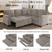 L-Shaped Sofa with Pull Out Sofa Bed, Sleeper Sofa Couch Bed with Storage Seat, 5 Seat Sectional Sofa Bed with USB, Sectional Sofa Couch for Living Room, Apartment, Light Brown Default -DTYStore