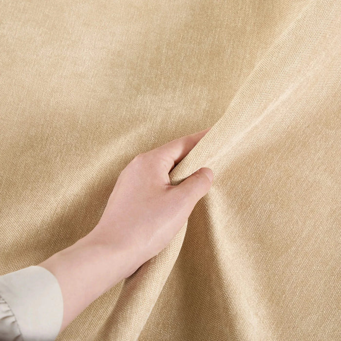 L-shaped 3-seater modular sofa, with 1 movable footstool, crescent-shaped armrests, and wraparound back and arm cushions, chenille fabric, wheat colour. Default -DTYStore