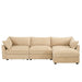 L-shaped 3-seater modular sofa, with 1 movable footstool, crescent-shaped armrests, and wraparound back and arm cushions, chenille fabric, wheat colour. Default -DTYStore