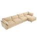 L-shaped 4-seater modular sofa, with 1 movable footstool, crescent-shaped armrests, and wraparound back and arm cushions, plus a pull-out storage drawer under each seat, chenille fabric, wheat colour. Default -DTYStore