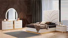 LAURA Gold Detailed Upholstery Queen 5-N Pc made with Wood in White Default -DTYStore