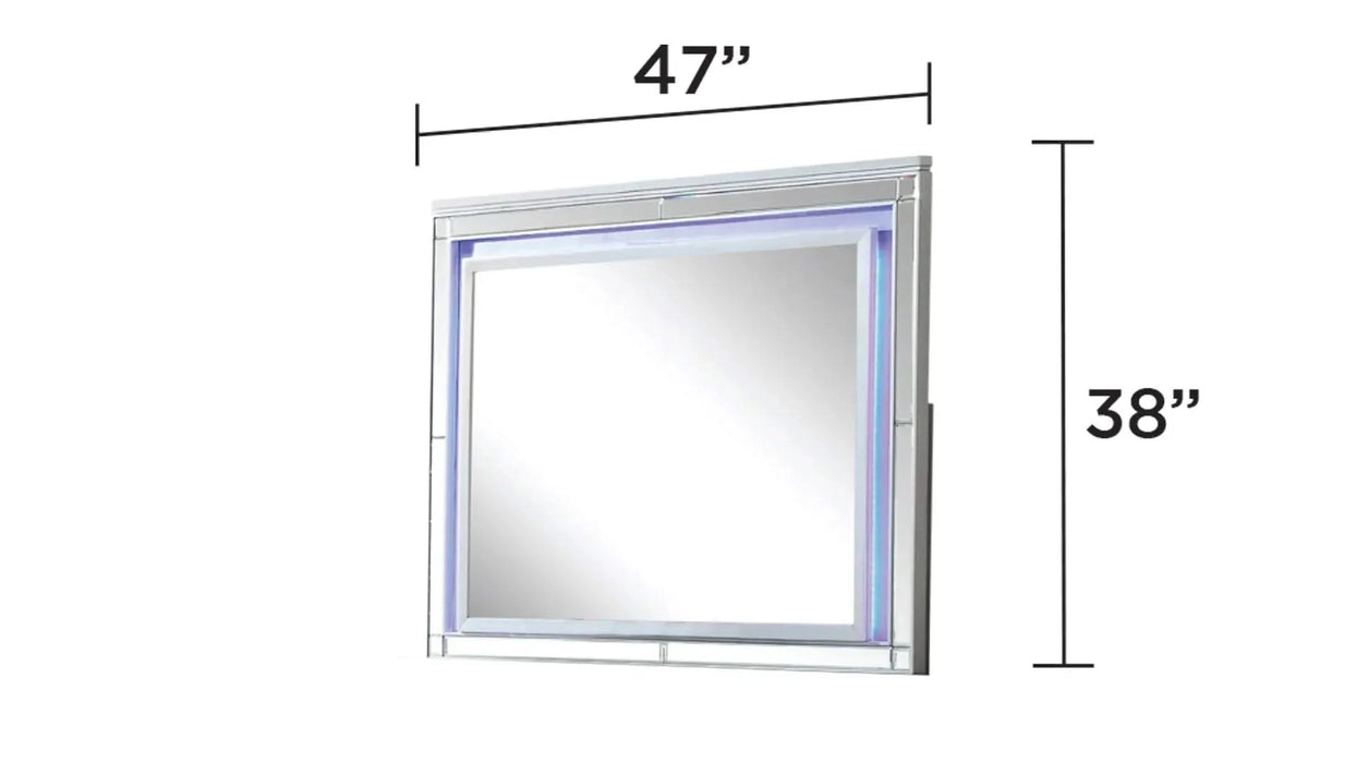 LIZELLE Upholstery Wooden Queen 4 PC Bedroom set with Ambient lighting in Gray Velvet Finish Default -DTYStore