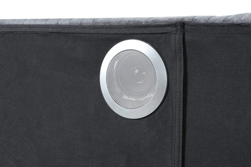 LIZZELLE Upholstery Wooden King 4 PC Bedroom set with Ambient lighting in Black Velvet Finish Default -DTYStore