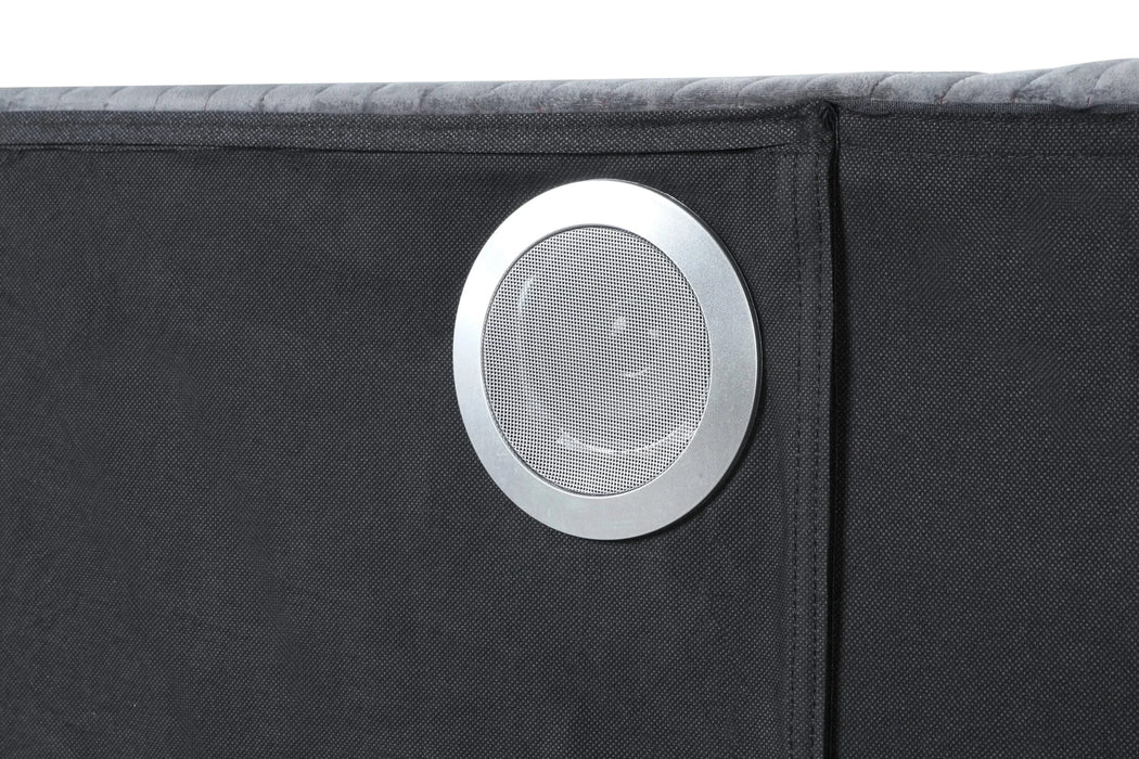 LIZZELLE Upholstery Wooden Queen 4 PC Bedroom set with Ambient lighting in Black Velvet Finish Default -DTYStore