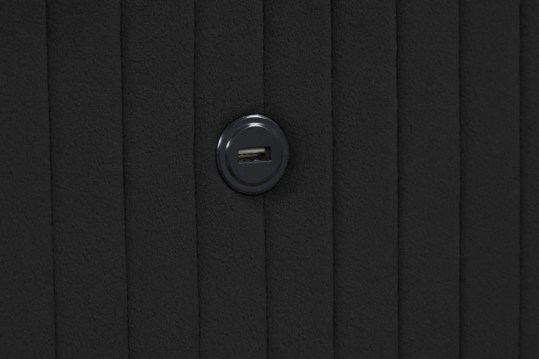 LIZZELLE Upholstery Wooden Queen 4 PC Bedroom set with Ambient lighting in Black Velvet Finish Default -DTYStore