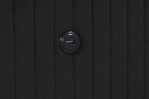 LIZZELLE Upholstery Wooden Queen 4 PC Bedroom set with Ambient lighting in Black Velvet Finish Default -DTYStore