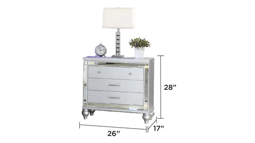 LIZZELLE Upholstery Wooden Queen 5 PC Bedroom set with Ambient lighting in Gray Velvet Finish Default -DTYStore