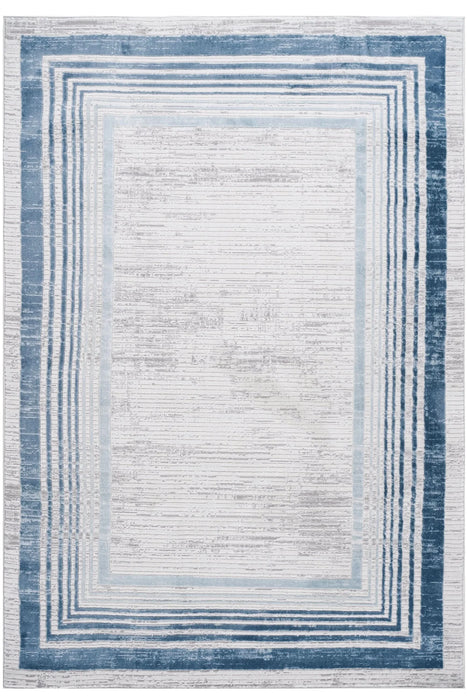 LOOM & LUXE Collection 8X10 Blue/Ivory/Bordered Non-Shedding Living Room Bedroom Dining Home Office Stylish and Stain Resistant Area Rug - DTY Store