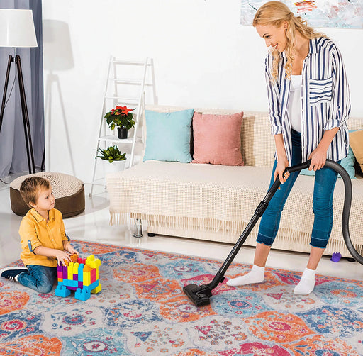 LOOM & LUXE 9x12 Cream Area Rug, Washable Rug, Low-Pile, Non-Slip, Non-Shedding, Foldable, Kid & Pet Friendly - Area Rugs for living room, bedroom, kitchen (Cream, 9' x 12') Default -DTYStore