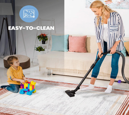 LOOM & LUXE Collection 8X10 Brown/Ivory/Bordered Non-Shedding Living Room Bedroom Dining Home Office Stylish and Stain Resistant Area Rug Default -DTYStore