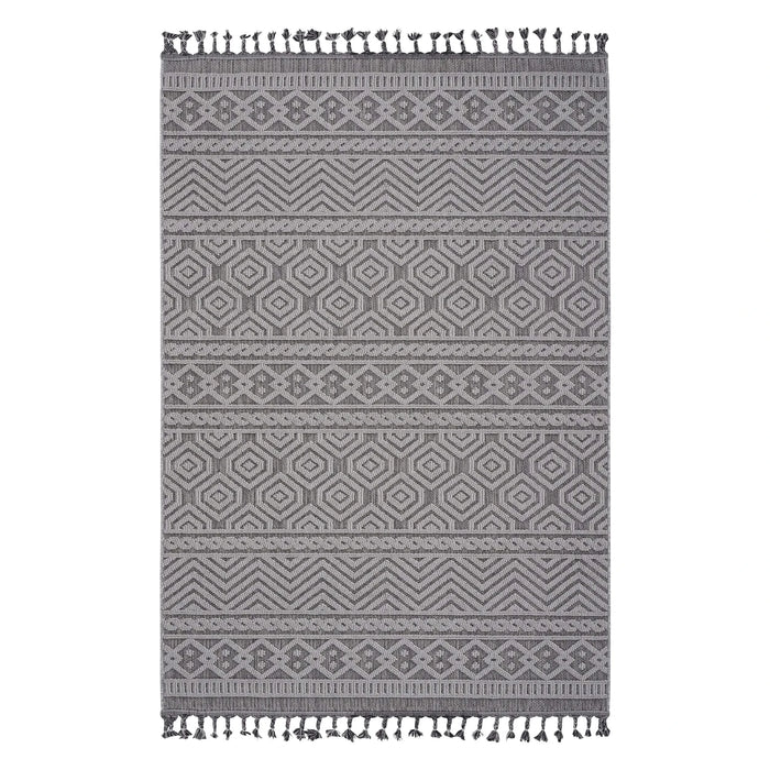 LOOM & LUXE Collection 8X10 Grey/White /Geometric Indoor/Outdoor Area Rug Default -DTYStore