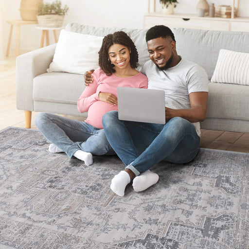 LOOM & LUXE Collection 8X10 Ivory/Beige/Oriental Non-Shedding Living Room Bedroom Dining Home Office Stylish and Stain Resistant Area Rug Default -DTYStore