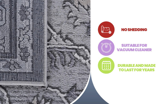 LOOM & LUXE Collection 8X10 Ivory/Grey/Oriental Non-Shedding Living Room Bedroom Dining Home Office Stylish and Stain Resistant Area Rug Default -DTYStore