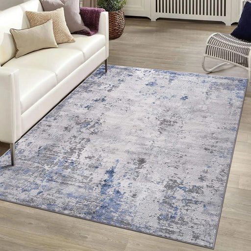 LOOM & LUXE Collection 8X10 Silver/Blue/Abstract Non-Shedding Living Room Bedroom Dining Home Office Stylish and Stain Resistant Area Rug Default -DTYStore