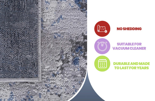 LOOM & LUXE Collection 8X10 Silver/Blue/Abstract Non-Shedding Living Room Bedroom Dining Home Office Stylish and Stain Resistant Area Rug Default -DTYStore