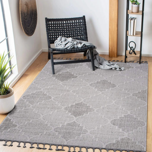 LOOM & LUXE Collection 8X10 White/Grey /Trellis Indoor/Outdoor Area Rug Default -DTYStore
