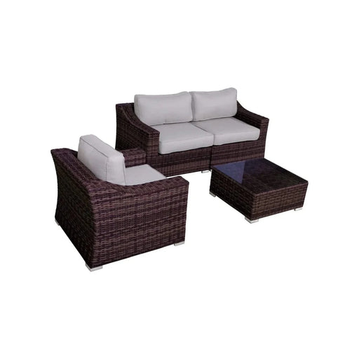 LSI Outdoor Wicker Conversation Set with Cushions for 3 - Brown Mix - Durable Wicker and Aluminum Default -DTYStore