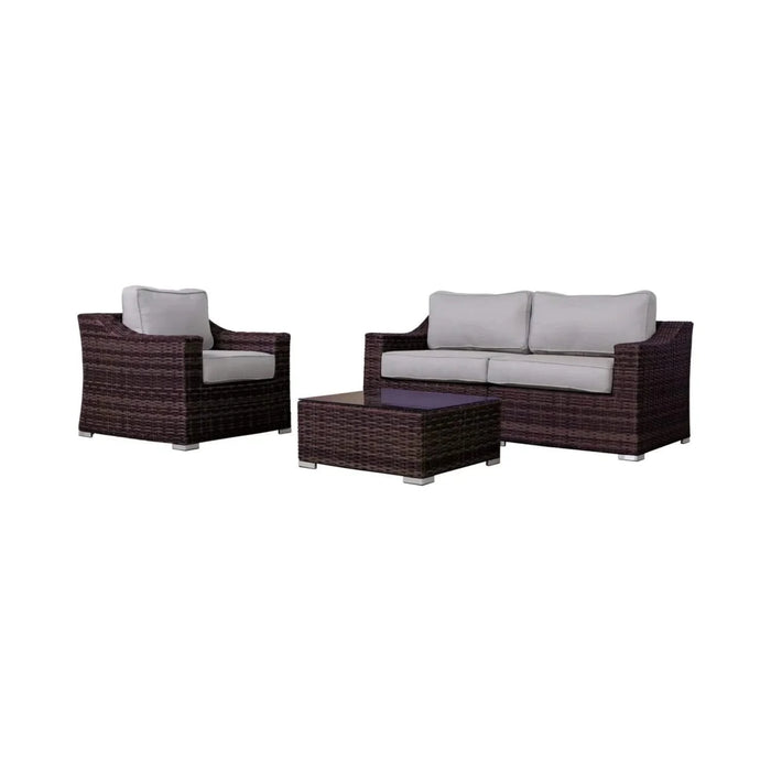 LSI Outdoor Wicker Conversation Set with Cushions for 3 - Brown Mix - Durable Wicker and Aluminum Default -DTYStore