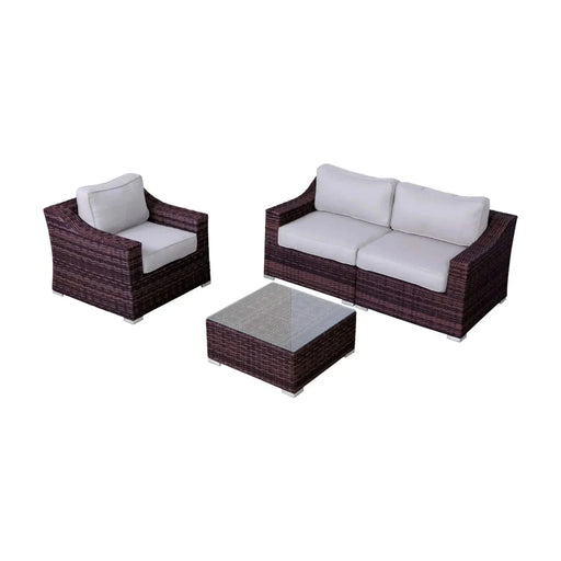 LSI Outdoor Wicker Conversation Set with Cushions for 3 - Brown Mix - Durable Wicker and Aluminum Default -DTYStore