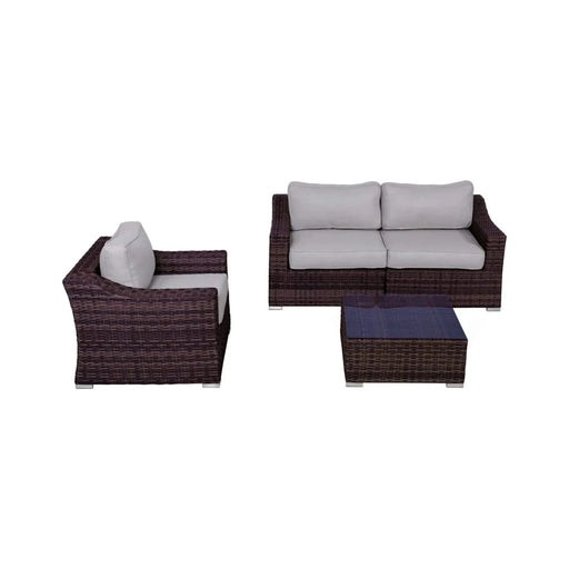 LSI Outdoor Wicker Conversation Set with Cushions for 3 - Brown Mix - Durable Wicker and Aluminum Default -DTYStore