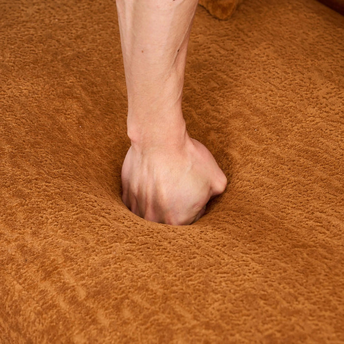 LY-022 Full Compression Sponge L-Shape Sectional Sofa with Curved Chaise, Amber Orange Modular Chenille Couch, 30D High-Density for Apartment Living Room.900 lbs. Default -DTYStore