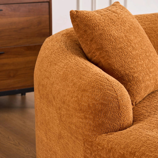 LY-022 Full Compression Sponge L-Shape Sectional Sofa with Curved Chaise, Amber Orange Modular Chenille Couch, 30D High-Density for Apartment Living Room.900 lbs. Default -DTYStore