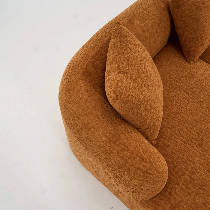 LY-022 Full Compression Sponge L-Shape Sectional Sofa with Curved Chaise, Amber Orange Modular Chenille Couch, 30D High-Density for Apartment Living Room.900 lbs. Default -DTYStore