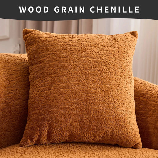 LY-022 Full Compression Sponge L-Shape Sectional Sofa with Curved Chaise, Amber Orange Modular Chenille Couch, 30D High-Density for Apartment Living Room.900 lbs. Default -DTYStore