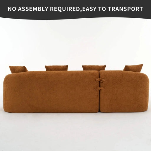 LY-022 Full Compression Sponge L-Shape Sectional Sofa with Curved Chaise, Amber Orange Modular Chenille Couch, 30D High-Density for Apartment Living Room.900 lbs. Default -DTYStore