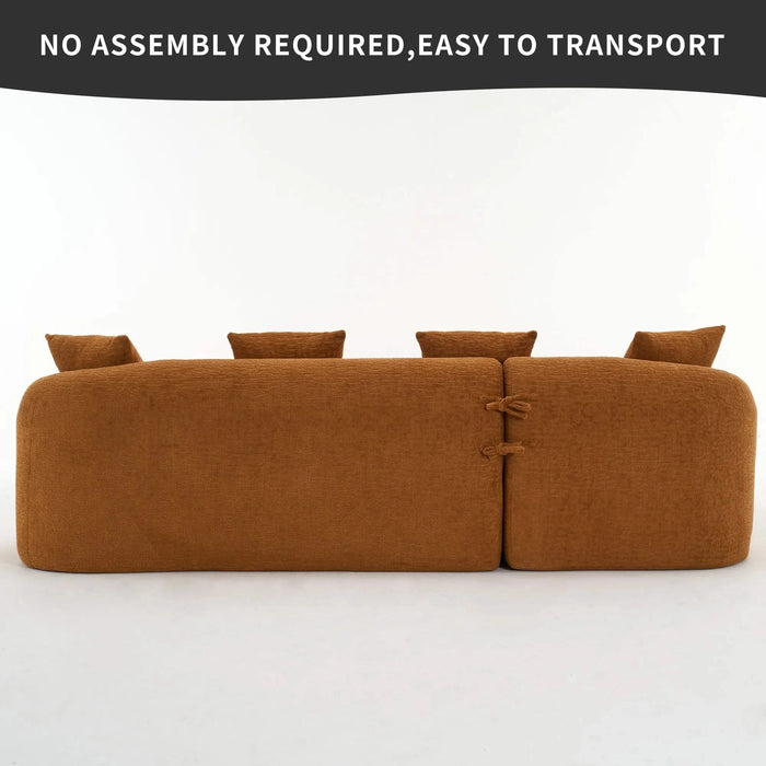 LY-022 Full Compression Sponge L-Shape Sectional Sofa with Curved Chaise, Amber Orange Modular Chenille Couch, 30D High-Density for Apartment Living Room.900 lbs. Default -DTYStore