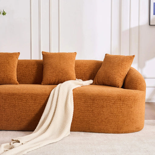 LY-022 Full Compression Sponge L-Shape Sectional Sofa with Curved Chaise, Amber Orange Modular Chenille Couch, 30D High-Density for Apartment Living Room.900 lbs. Default -DTYStore