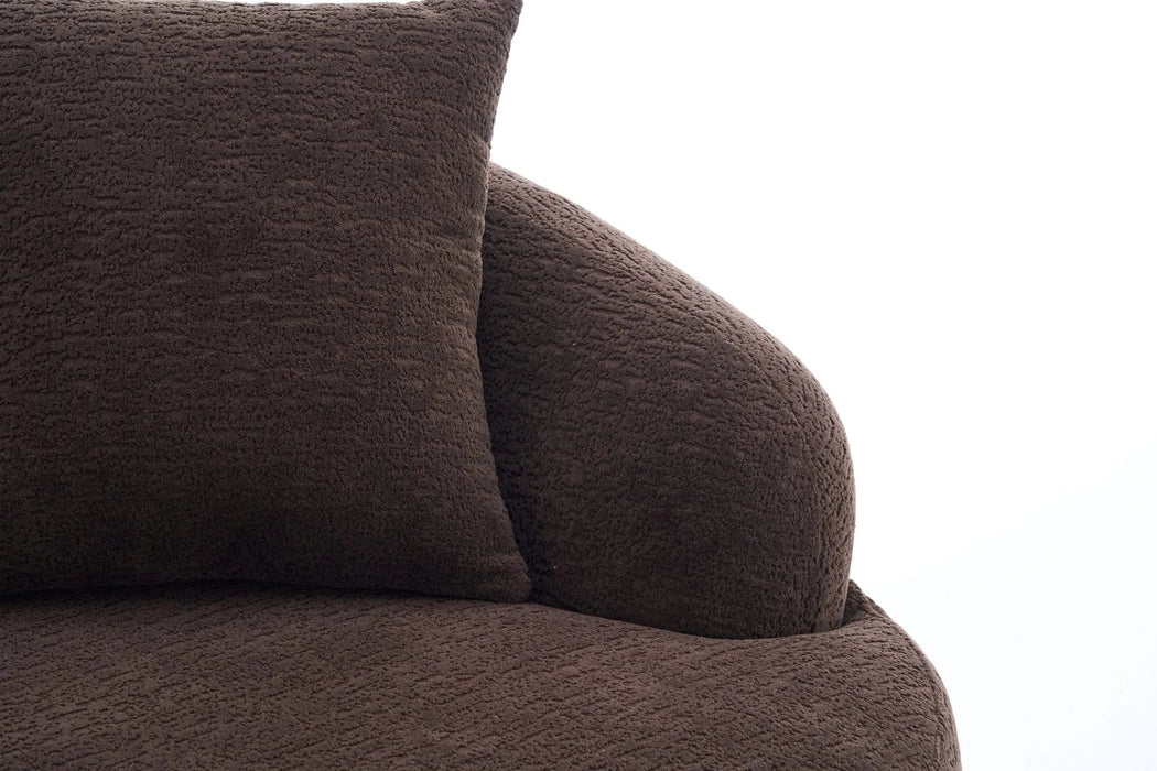 LY-022 Full Compression Sponge L-Shape Sectional Sofa with Curved Chaise, Brown Modular Chenille Couch, 30D High-Density for Apartment Living Room900 lbs. Default -DTYStore